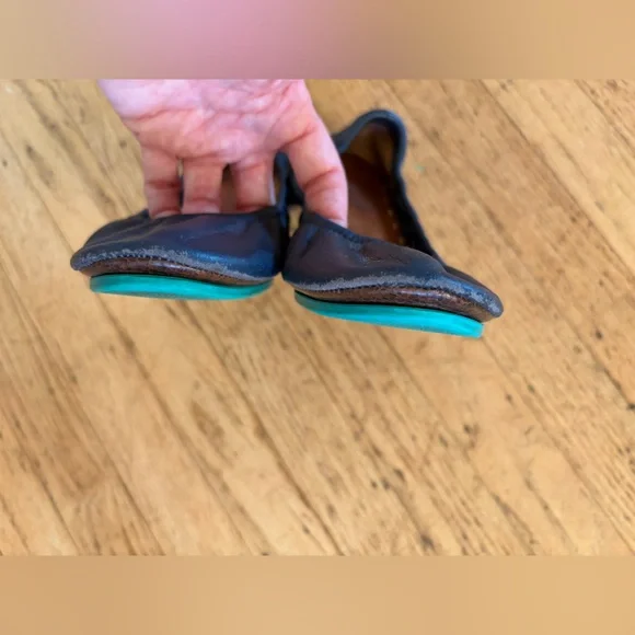Tieks 100% leather California navy ballet flats teal sole foldable - Picture 5 of 16